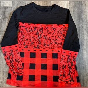 Red and Black Long Sleeve Shirt Boutique Brand New Size Small